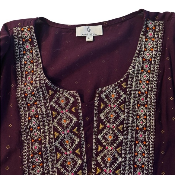 Embroidered Purple Midi Dress - Picture 4 of 4